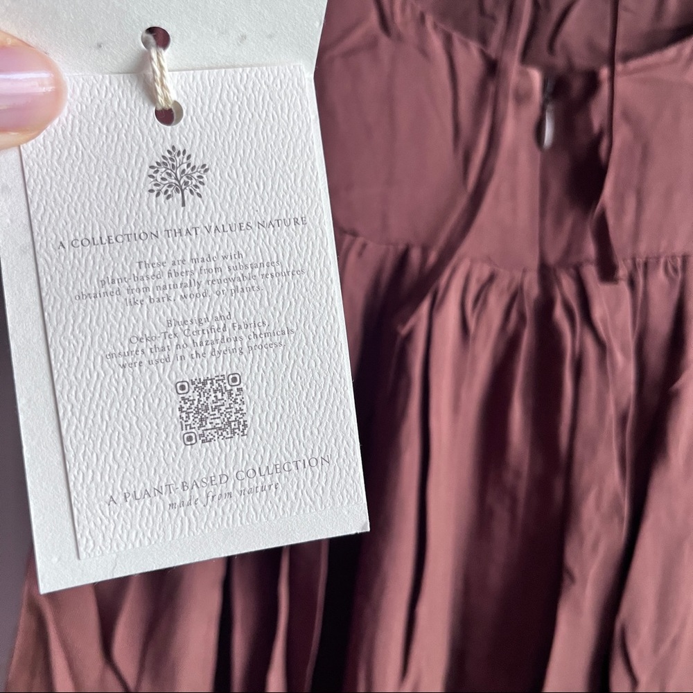 Anna Nata Brown Babydoll Mini Dress Empire Waist Cap Sleeve Pockets Scoop XS NEW - Picture 5 of 10